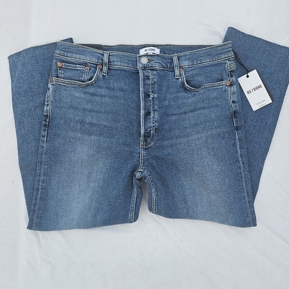 RE/DONE 70's STOVE PIPE High Rise Straight Leg LIGHT WASH JEANS SIZE 32